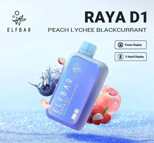 ELF BAR RAYA D1 – Peach Lychee Blackcurrant