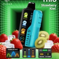 Elf Bar TRIO 40000 Puffs 5% – Strawberry Kiwi – Disposable Vape – Type C Rechargeable (Triple Adjustment Ice+Sweet+Sour)