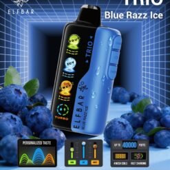 Elf Bar TRIO 40000 Puffs 5% – Blue Razz Ice – Disposable Vape – Type C Rechargeable (Triple Adjustment Ice+Sweet+Sour)