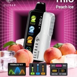 Elf Bar TRIO 40000 Puffs 5% – Peach Ice – Disposable Vape – Type C Rechargeable (Triple Adjustment Ice+Sweet+Sour)